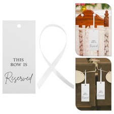  24 Sets Reserved Chair Signs with Ribbon - Hanging Pew Seat Decoration This Row