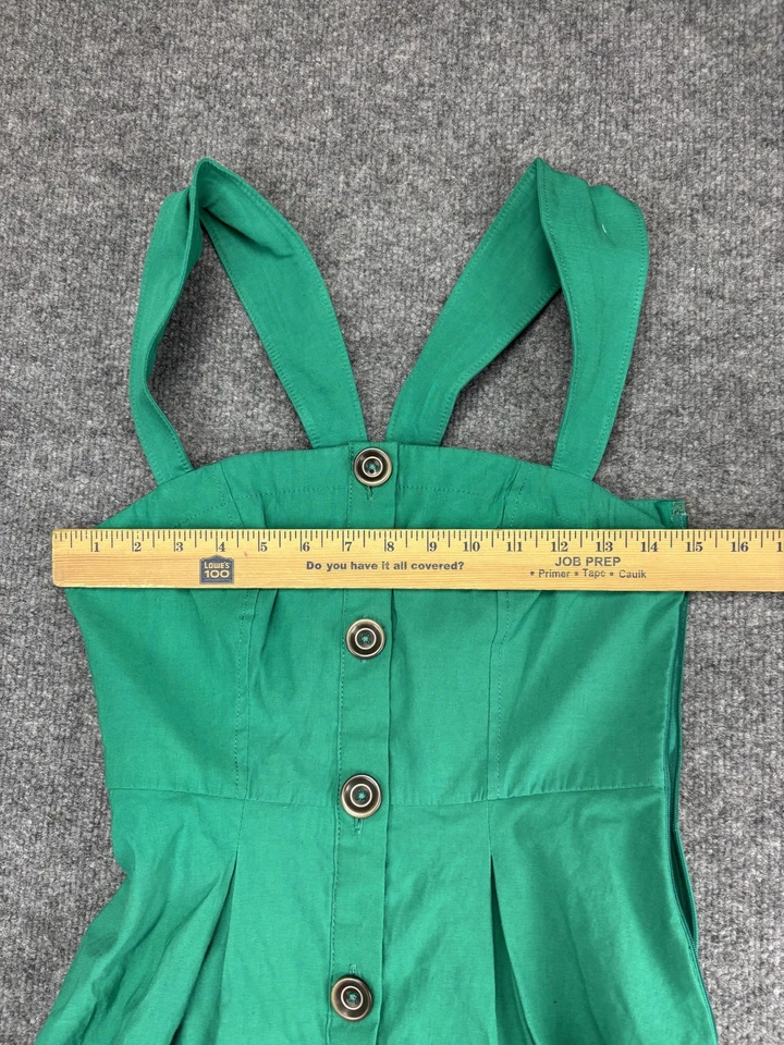 Maeve by Anthropologie Dress Womens 2 Green Linen Button Front Midi Sundress - Image 2 of 4