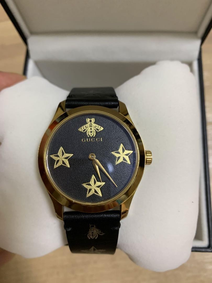 Gucci G Timeless Black Gold YA1264055 Unisex Watch Brand New