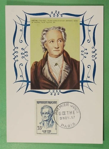 DR WHO 1957 FRANCE FDC GOETHE MAXIMUM CARD R48591