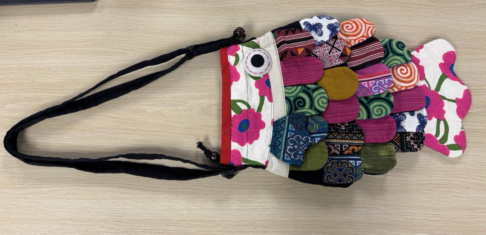 Fish Koi Multicolor Drawstring Purse Crossbody Ba… - image 1