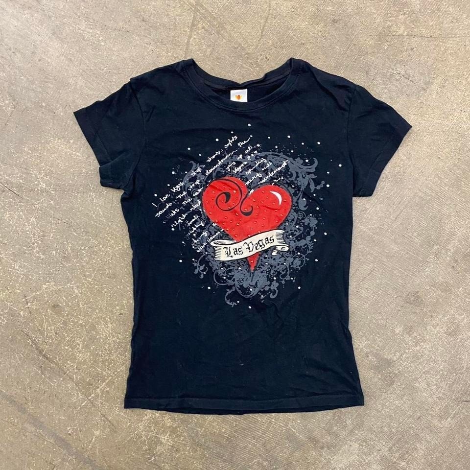 Vintage Y2K Women's Las Vegas Heart Sungirl Baby Tee Shirt Size Medium