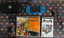 Sony PSP-3000 Blue Console 3 Games, Memory Stick, Battery, Cable, And Case