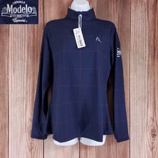 *READ* Rhoback Womens Medium Cerveza Modelo Especial 1925 Q-Zip The Artic Check