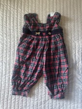 Adorable Vintage 90s Plaid Baby Overall With Sheep And Cow Patches Baby