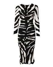 Dolce & Gabbana Black White Zebra Viscose Sheath Midi Women's Dress Authentic