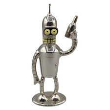 Rocket USA Futurama Bender Die-Cast Metal Figure 2006 Matt Groening 6" Chrome