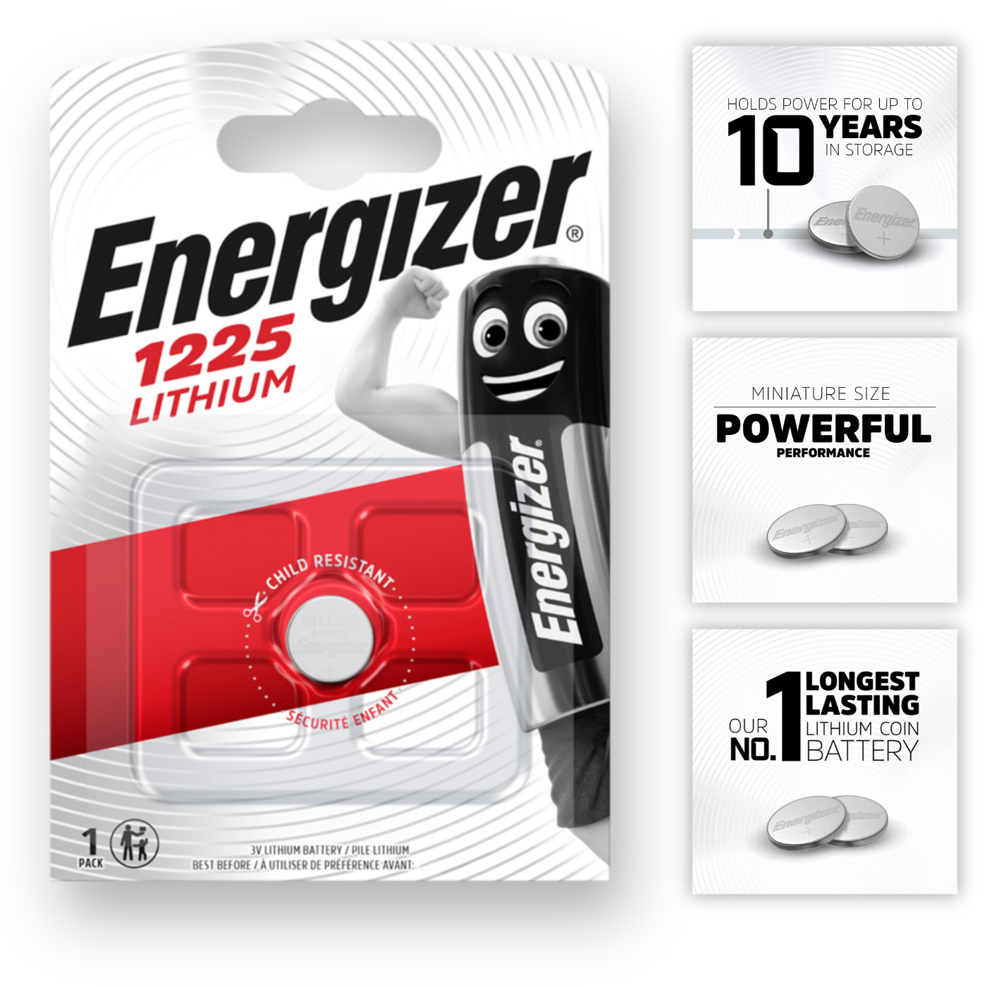 CR1225 ENERGIZER Lithium Batteries 1225 3V Coin Cell BR1225 *EXPIRY 10/2034*