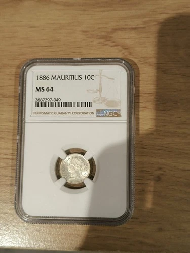 Mauritius 1886 10 Cents NGC MS64 Scarce