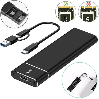 M2 SSD-Gehäuse M.2 NVMe NGFF SATA Gehäuseadapter 10Gbps PCIe SSD USB 3.2 Adapter