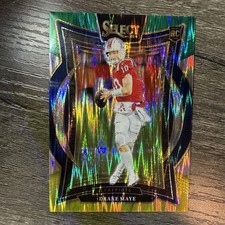 2024 Panini Select - Concourse Drake Maye #27 Green & Yellow Shock Prizm (RC)