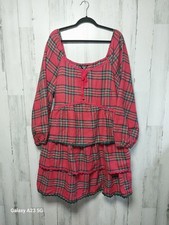 Bloomchic Sweet Holidays Ric Rac Tiered Knee Dress Red Plaid Size 26