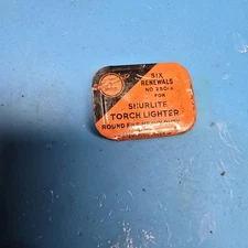 Vintage Shurlite Gas and Torch Lighter Tin With 5 Renewals
