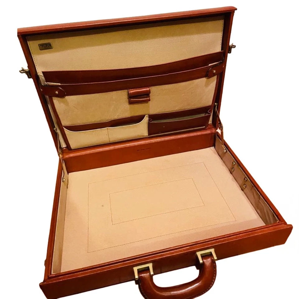 TUMI Vintage Étui Attache Cuir Marron Combinaison Serrure Mallette... - Photo 2/4