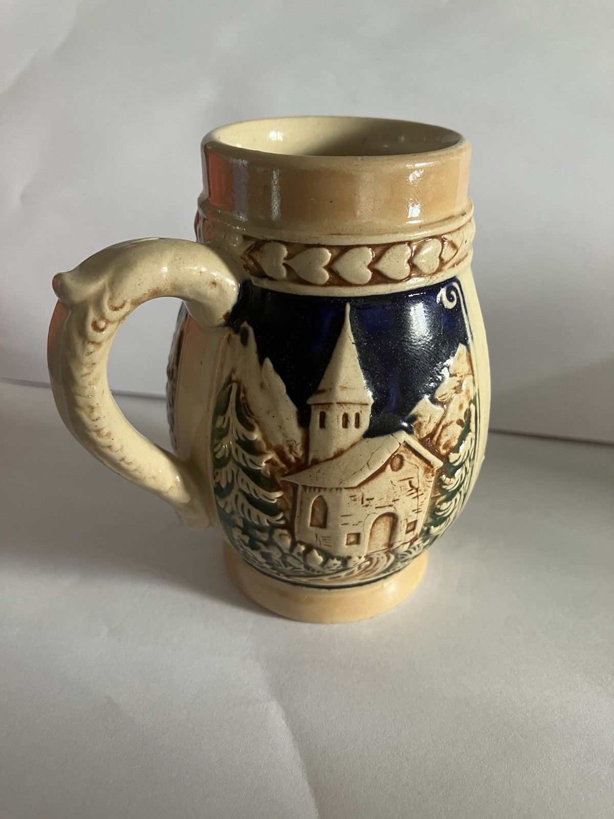 Vintage Mont Orgueil Castle Jersey German Pottery Tankard Mug Made In Germany