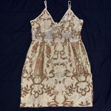 Pretty Little Thing Sequin Embroidery & Mesh Floral Bodycon Mini Dress Size 8 