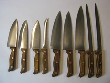 9pc Mighty Oak Imperial Wood Handle Kitchen Chefs Butcher Knife Knives Lot Set