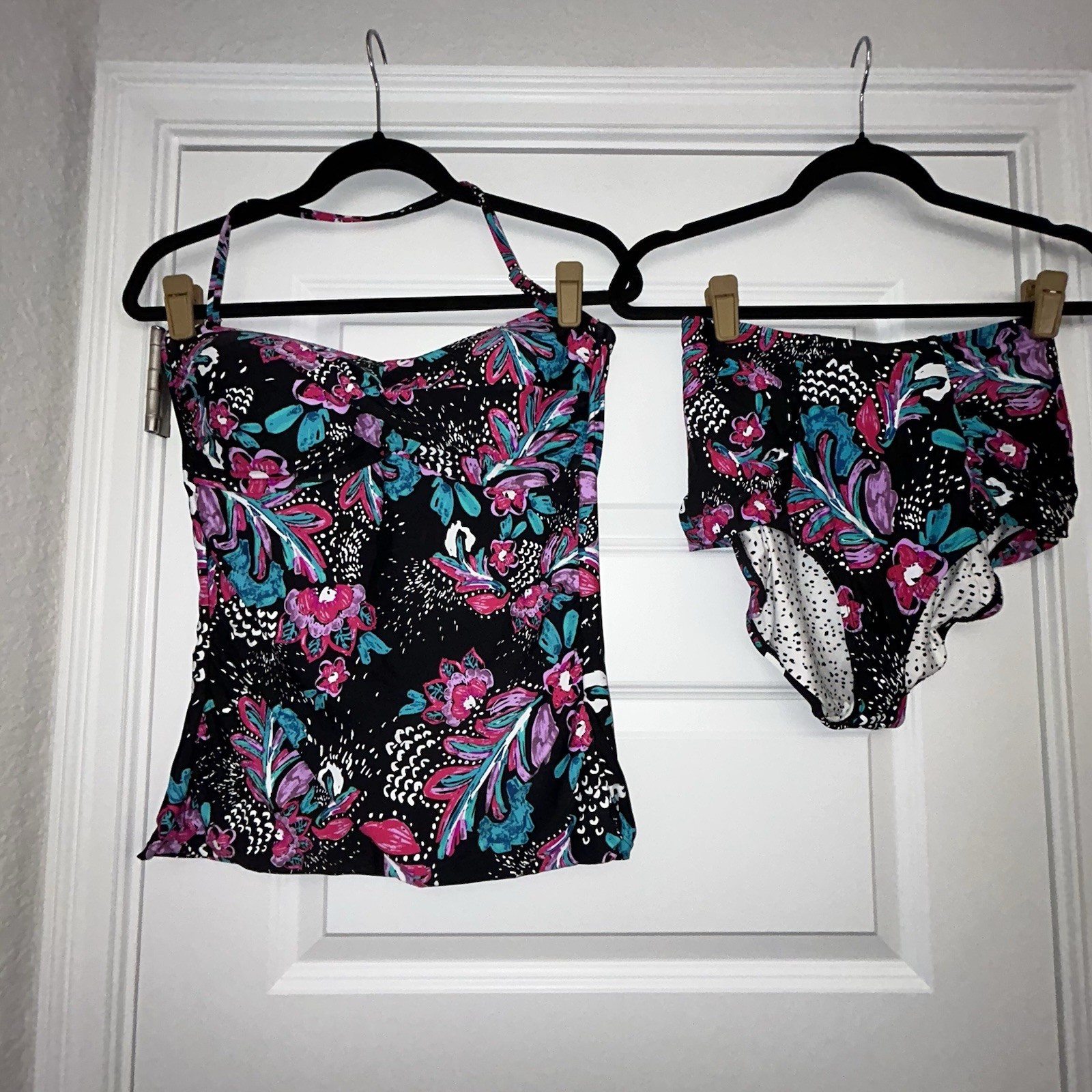 Anne Cole Tankini Floral Mix Print 2 Piece Swim Suit   Size XL (Top)/L (Bottom)
