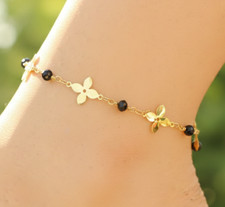 Elegant Gold Tone Floral Charm Anklet 18K Gold Plated Minimalist Chain Anklet