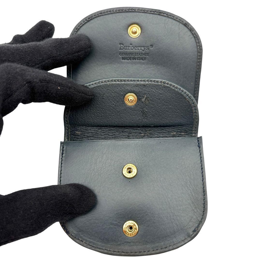 Rare Burberry Coin Case Nova Check Pvc Leather Horseshoe