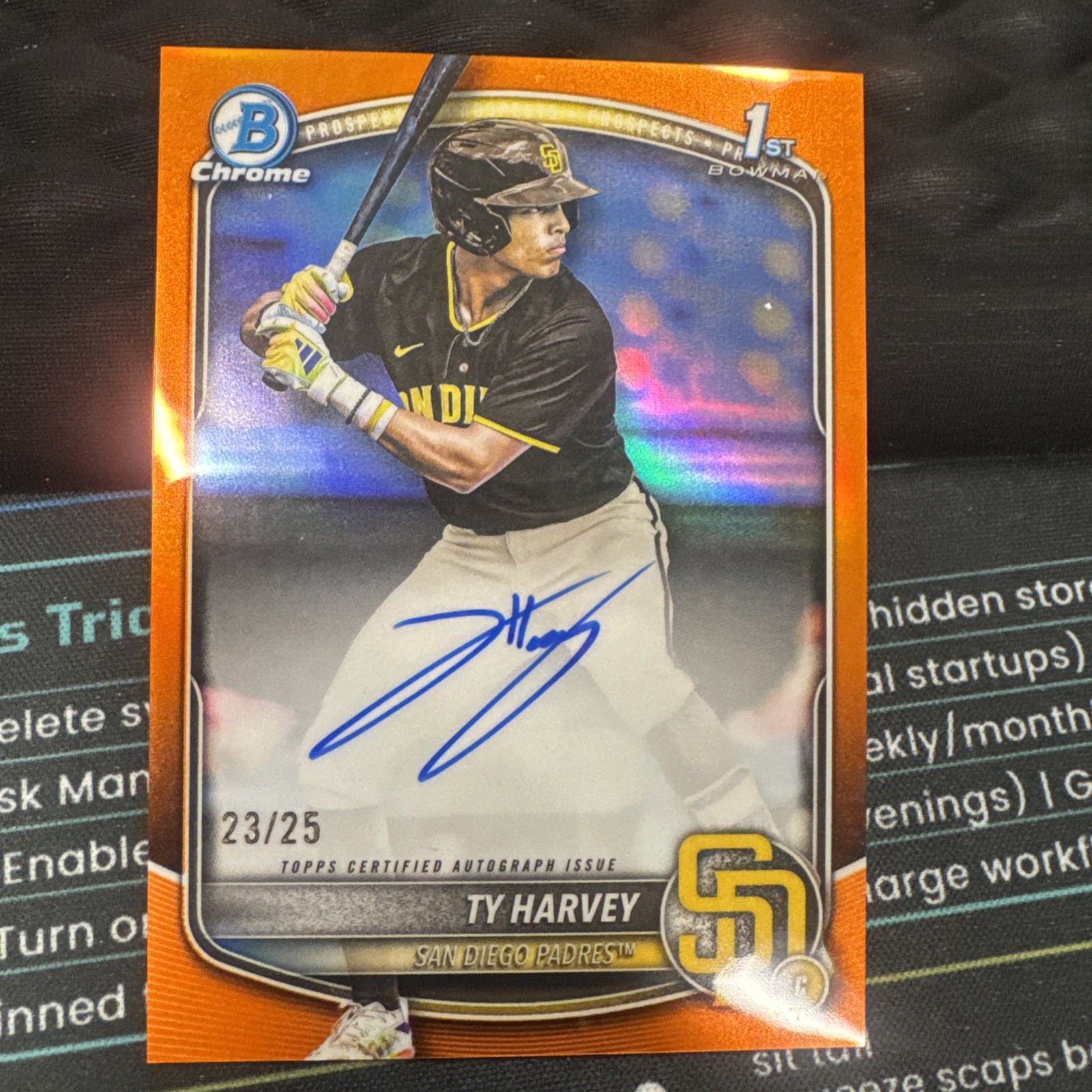 2025 Bowman Draft Chrome - Ty Harvey - Bowman 1st True Orange Auto /25