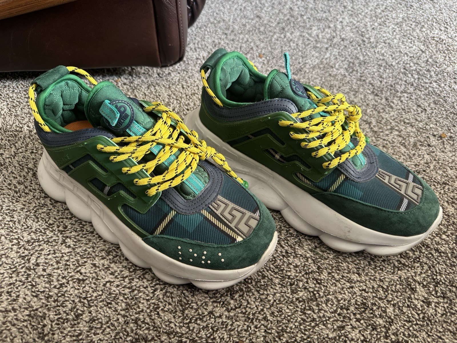 Versace Chain Reaction Sneakers Green/Multi Italian Size 45 (US 11.5)