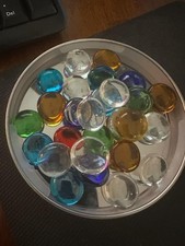 1LB Flat Glass Pebbles for Vase 100 Pcs Glass Gem Stones for Aquarium Decor