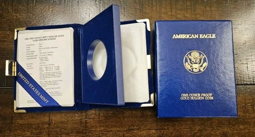 1986 Gold $50 1oz American Eagle Proof Box & COA | No Coins