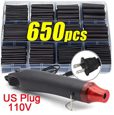 Black Heat Shrink Tube Kit 2:1 Electrical Wire Insulation Sleeves - NEW