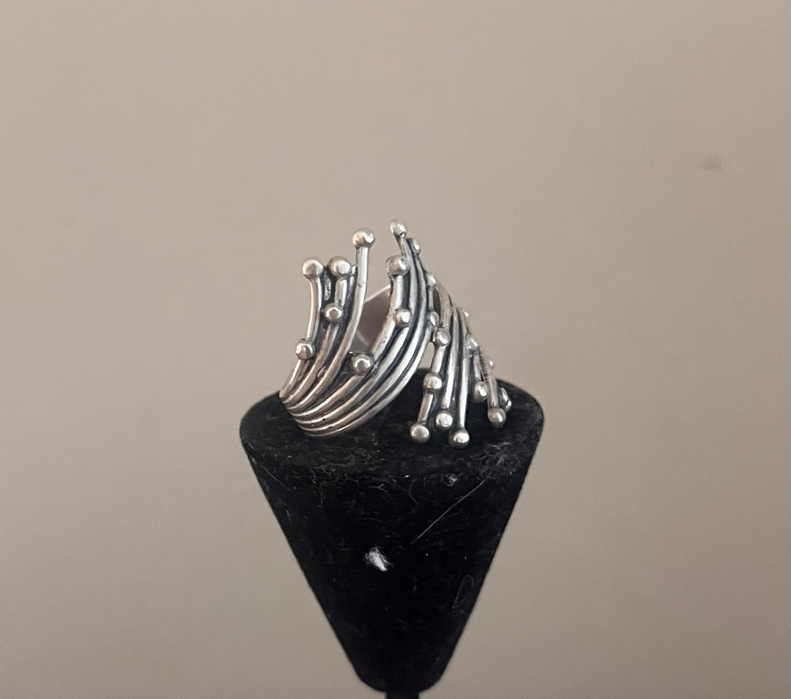 Unique Sterling Silver Artistic Wave Adjustable R… - image 2