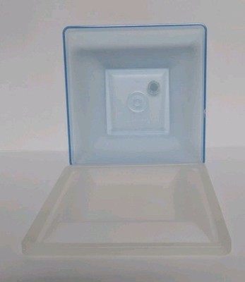 Tupperware #1388-5 1387-3 Chip & Dip Get Together Blue w/ sheer lid 6.5'' square