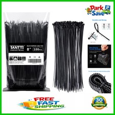 100 8-Inch Black Cable Ties - 50lb Strength for All Projects