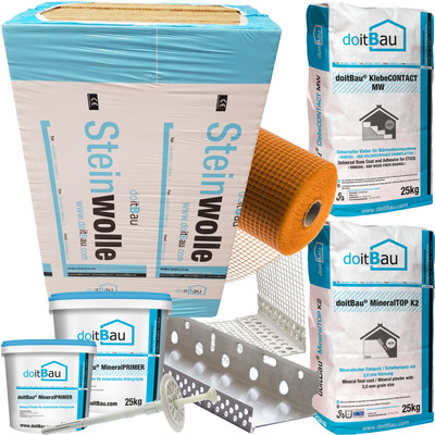 160mm -400m² doitBau WDVS Steinwolle 034 Komplettpaket-8 Wärme Dämmung Fassade