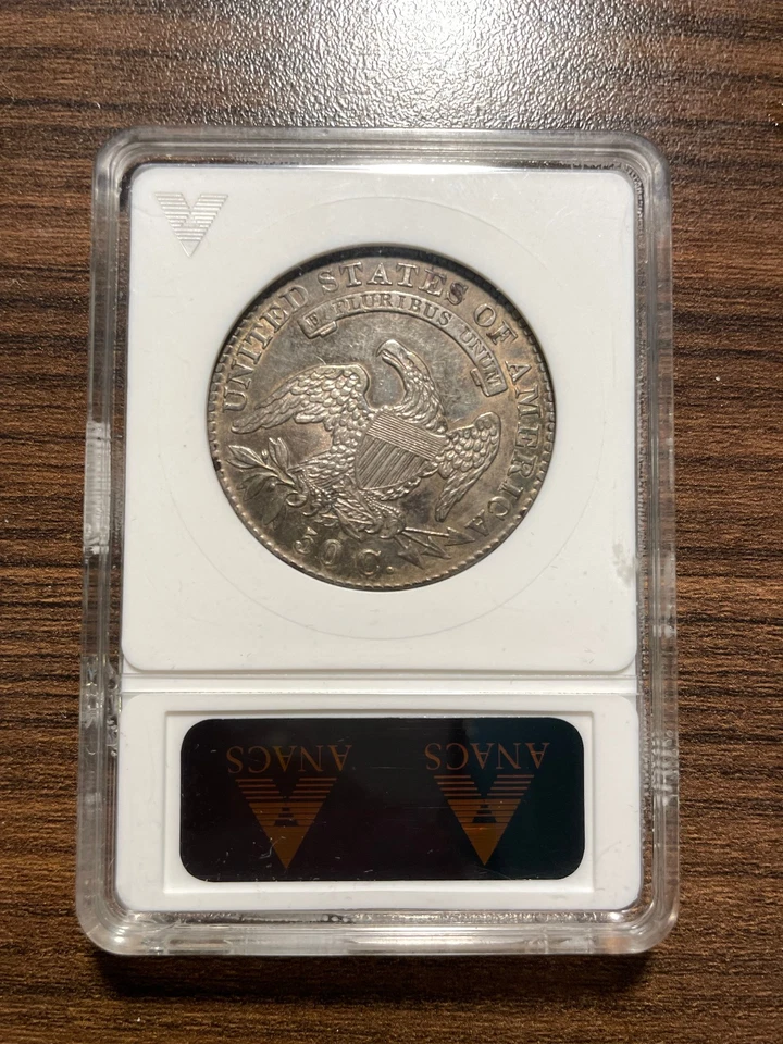 1830-P Capped Bust Silver Half Dollar 50C ANACS AU 50 Type 1 Lettered Edge O-115 - Image 4 of 4