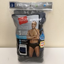 Hanes 5-Pack Ultimate Comfort Blend Briefs Multicolor Mens Size Large 36-38  