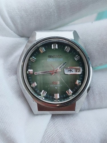 Vtg Seiko 5 ACTUS SS 6106-7690 Green Dial (For Parts & Repairs) NOT Working #22