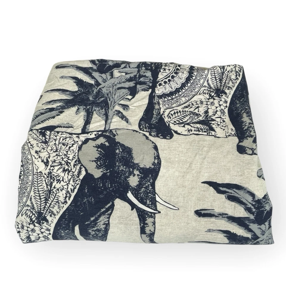 Funda nórdica Pottery Barn Blue Elephant King algodón lino bohemio chinoiserie Foto 3 de 4