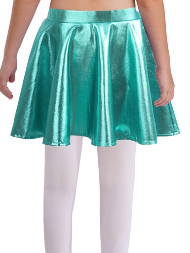 Girls Metallic Pleated Mini Skirt Stretchy Gymnastics Dance Skater Scooter Skirt - Picture 41 of 122