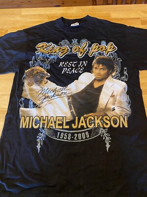 Michael Jackson Shirt Adult L Black Graphic King of Pop Memory Memorial RIP Larg