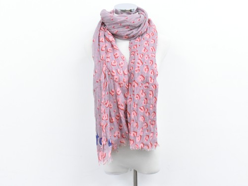 Louis Vuitton Leopardo M75735 Cachemira Seda Bufanda Rosa Gris - Imagen 7 de 15