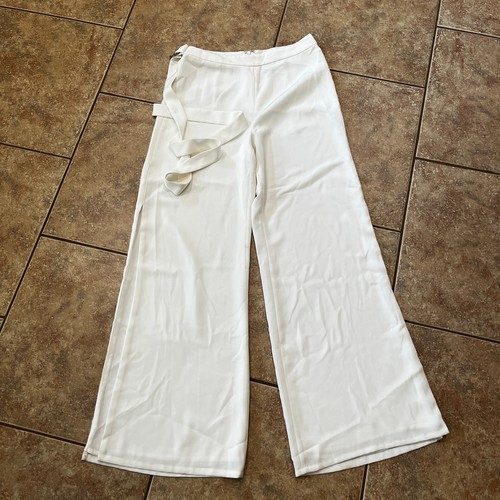 Alexis Wide Leg Pants Small with Belt Polyester Business Casual White/Cream - Picture 3 of 9