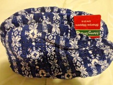 MERRY BRITE LADY SHERPA SLIPPERS SOAKS BLUE WHITE INSIDE WHITE SIZE S/M 6-8