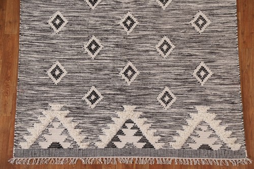 Geometric Kilim-Moroccan Tribal Area Rug 5x7 Hand-Woven Wool - Picture 6 of 12