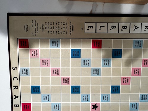 Vintage 1954 SCRABBLE Board Game By Selchow & Righter Complete 100 Wood Tiles - Picture 2 of 7