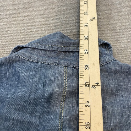 Vintage Gap Shirt Mens Size S Blue Linen Blend Pearl Snap Western Rockabilly - Picture 10 of 11