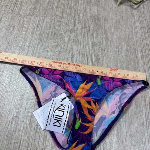 Pantalones de bikini KINIKI bronceados con estampado floral trajes de baño nuevos con etiquetas talla 8 azul púrpura - Imagen 6 de 7