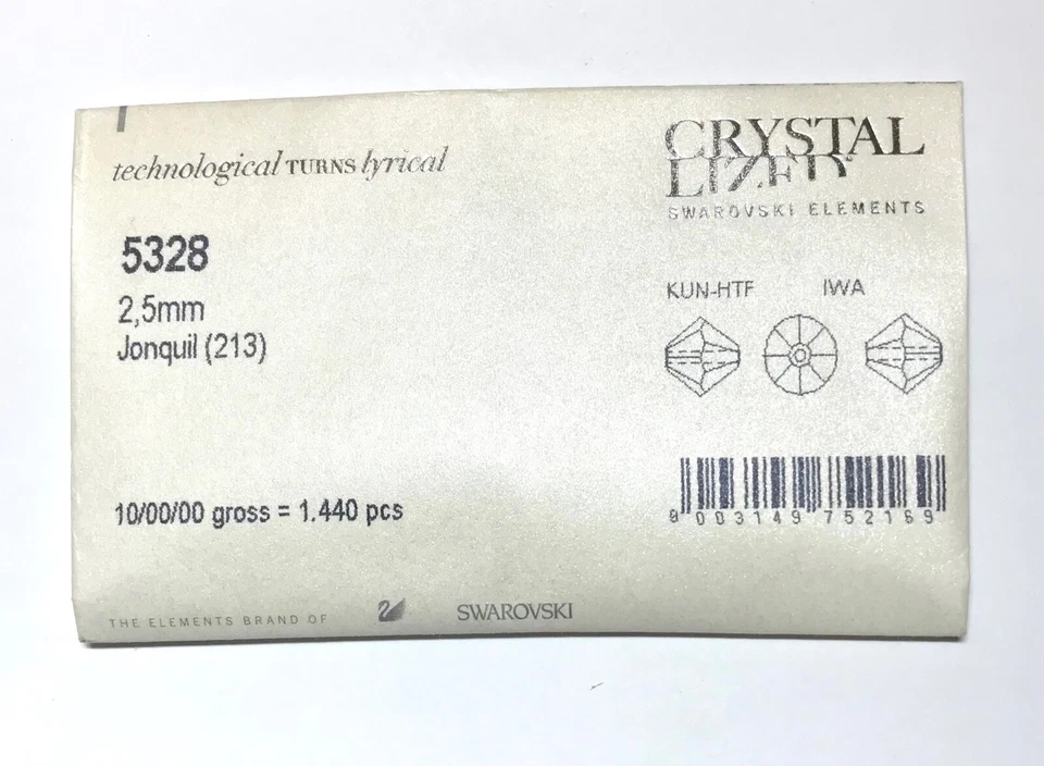 Cuentas bicónicas de cristal Swarovski® #5328 - 2,5 mm - JONQUIL - Paquete de fábrica Foto 2 de 4