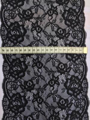 10m/1m Spitze Borte elastisch Elegante 20cm Schwarz LD225 DEEC
