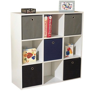 Neutral White Cube Unit Bookcase With Polyester Fabric Bins Ebay
