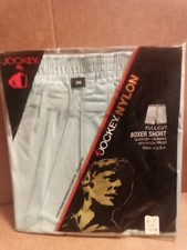 Jockey Nylon Full Cut Boxer Short Light Blue Size 36 Made USA NOS Vintage 1983